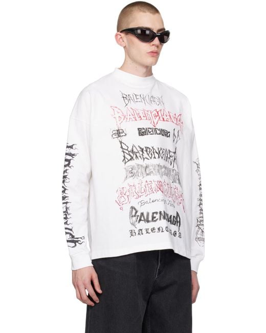 Balenciaga White Diy Metal Long Sleeve T-shirt for men