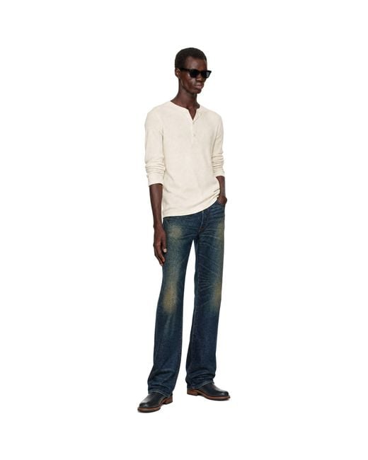 RRL Natural Waffle-Knit Henley for men