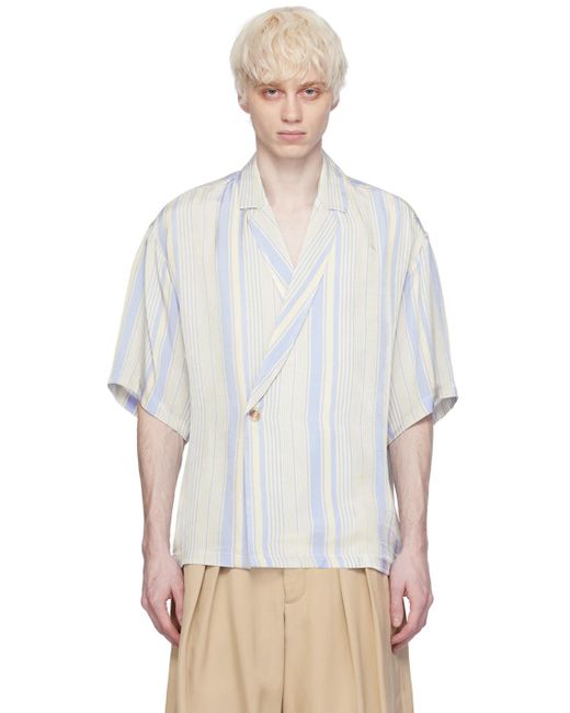 King & Tuckfield White Kingtuckfield Off- Notch Collar Wrap Shirt for men