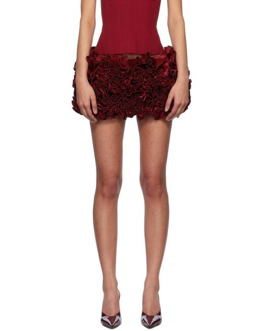 Fanci Club Hand-Embroidered Rose Miniskirt
