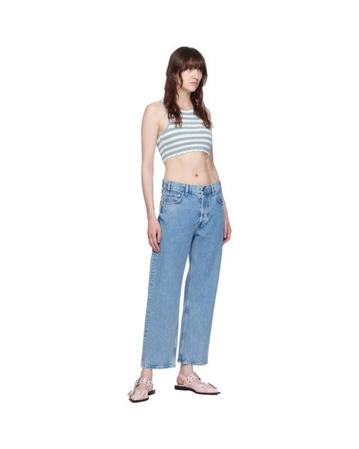 Ganni Blue Off- Racerback Tank Top