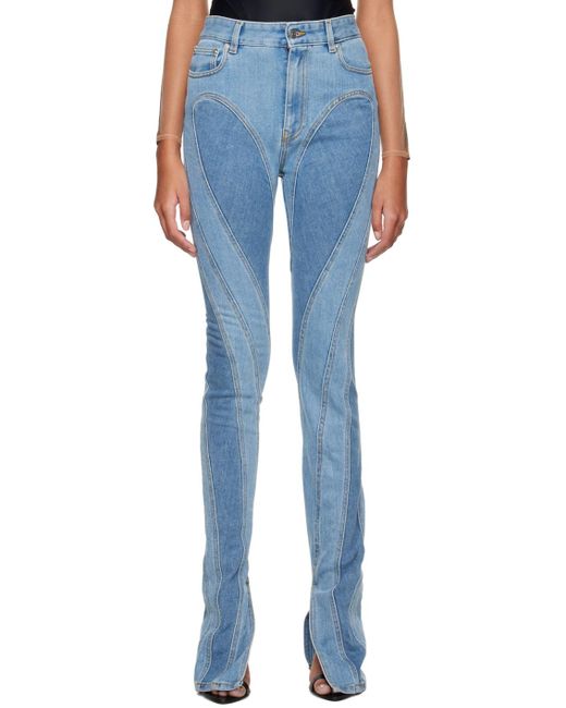 Mugler Blue Panelled Jeans
