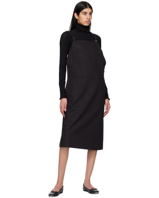 Baserange Black Long Strap Overall Midi Dress