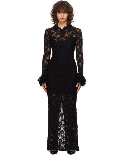 MSGM Black Lace Maxi Dress