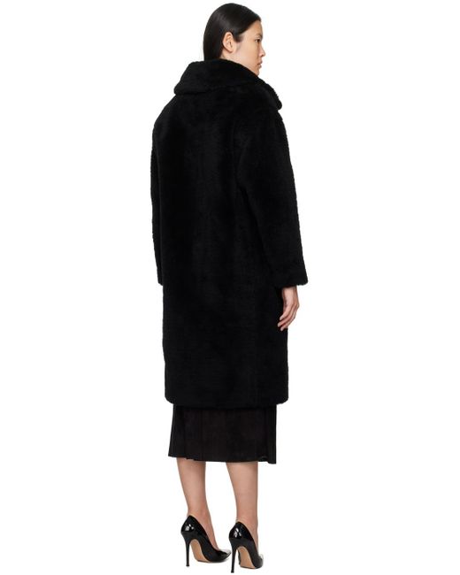 Meteo by Yves Salomon Black Double-breasted Coat