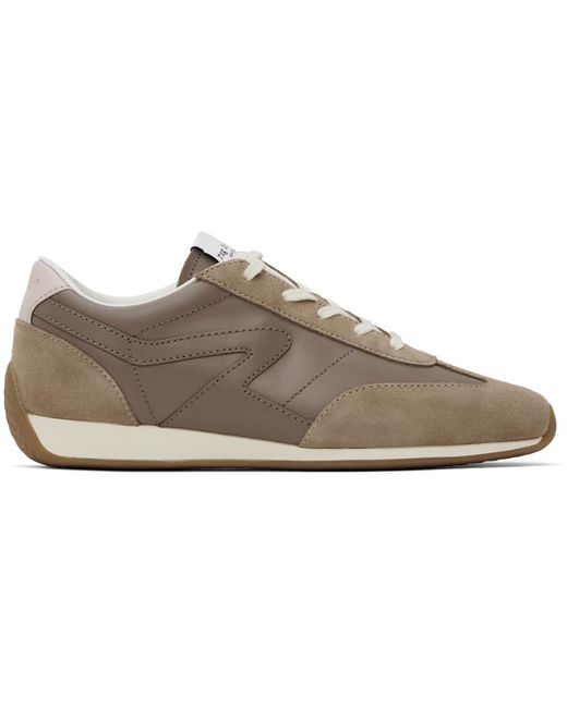 Baskets De Course Rétro Et Étroites Taupe En Suède Rag & Bone en coloris Black