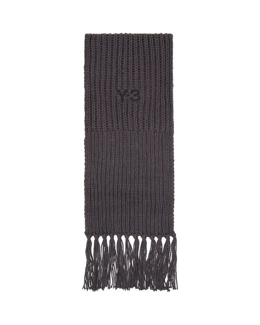 Y-3 Black Oversized Chunky Knit Scarf for men