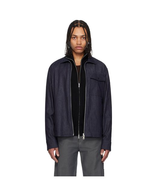 Moncler Black Long Sleeve Zip-Up Denim Jacket for men