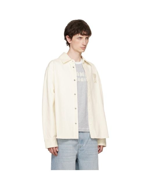 AMI White Cotton Knitted 'ami De Coeur' Overshirt for men
