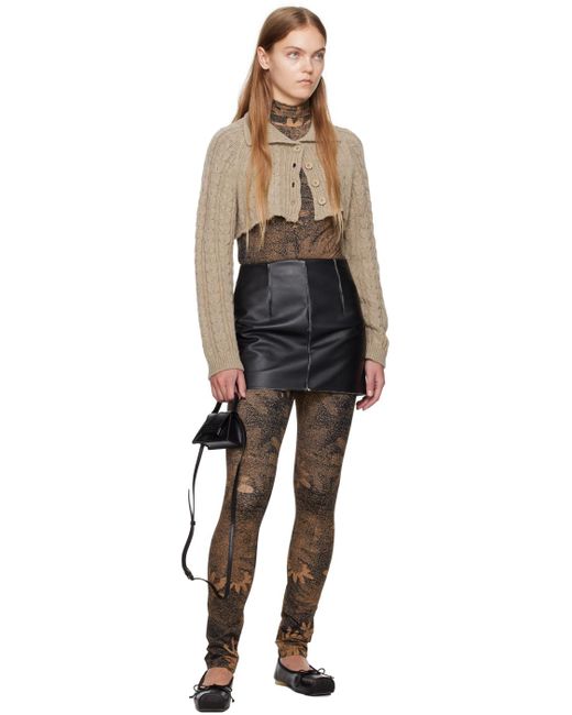 MM6 by Maison Margiela Brown Tan & Black Printed Bodysuit