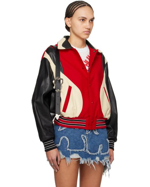 ANDERSSON BELL Red Robyn Leather Bomber Jacket