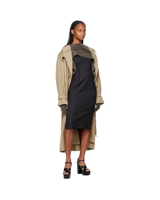 Moschino Black Notched Lapel Trench Coat