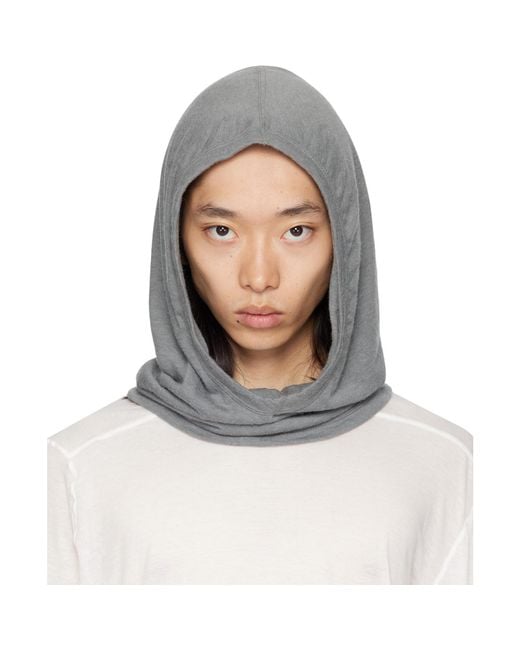 Rick Owens Gray Concordians Knit Hood for men