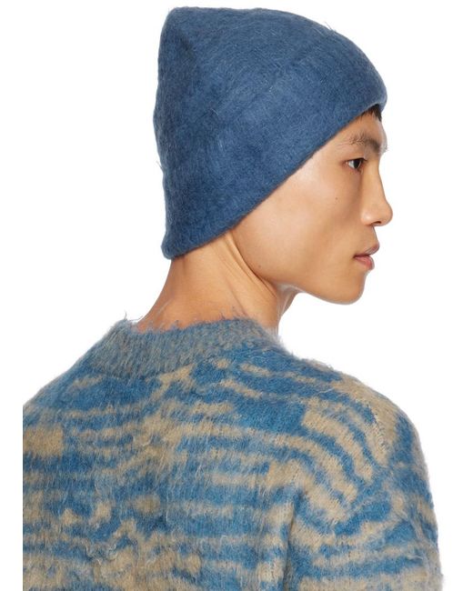 Acne Blue Wool Mohair Beanie for men