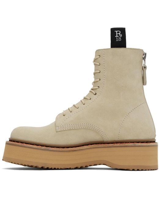 R13 Natural Beige Single Stack Boots