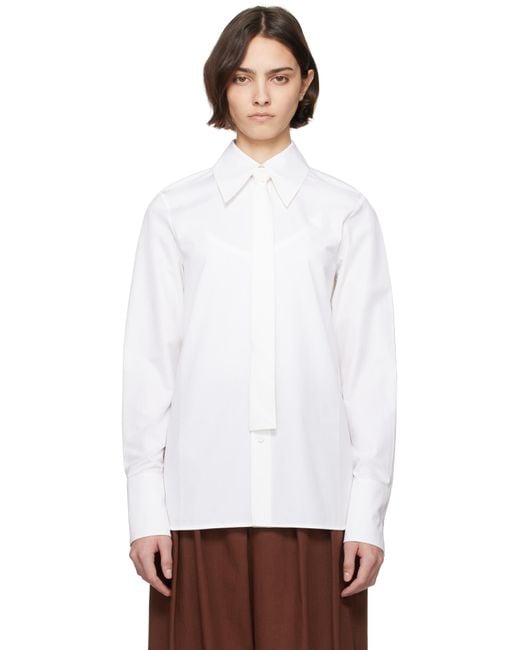 Jil Sander ホワイト コットン ポプリン ネクタイ シャツ White
