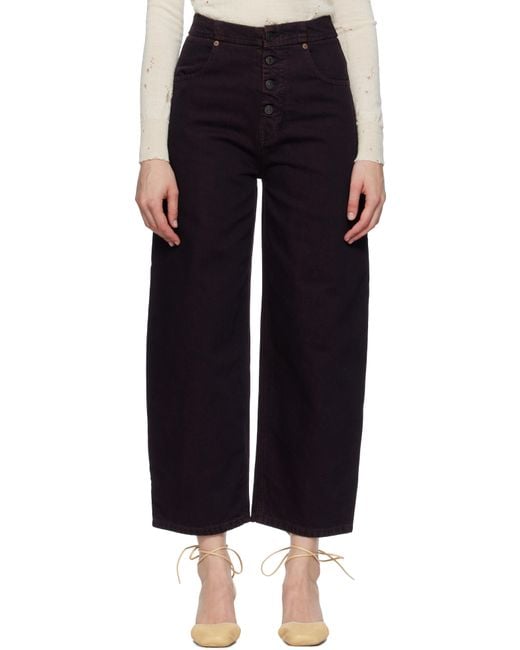 MM6 by Maison Margiela レディース ブラック バーガンディ バレルレッグ ジーンズ