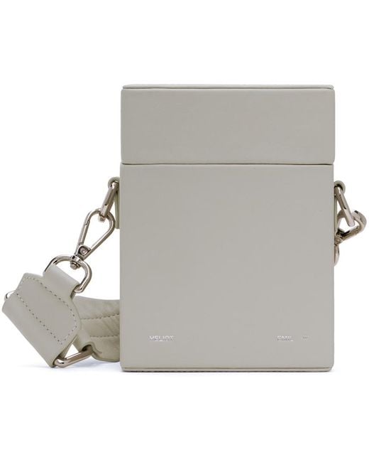 HELIOT EMIL Gray Leather Carabiner Box Bag for men