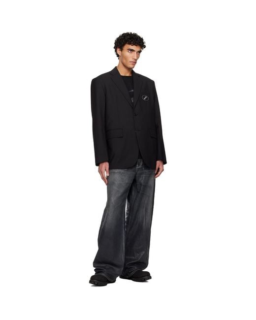 we11done Black Oversized Suit Logo Blazer for men