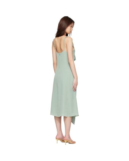 Acne Green Bow Silk Midi Dress