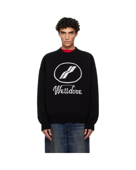 we11done Black Logo Jqd Sweater for men