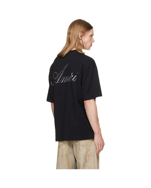 Amiri Black Crystal Script Oversized T-Shirt for men
