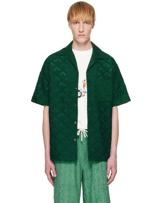 メンズ Drole de Monsieur グリーン 'La Chemise Brodée Tapisserie' シャツ Green