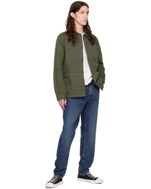 Nudie Jeans Green Khaki Barney Worker Jacket for men