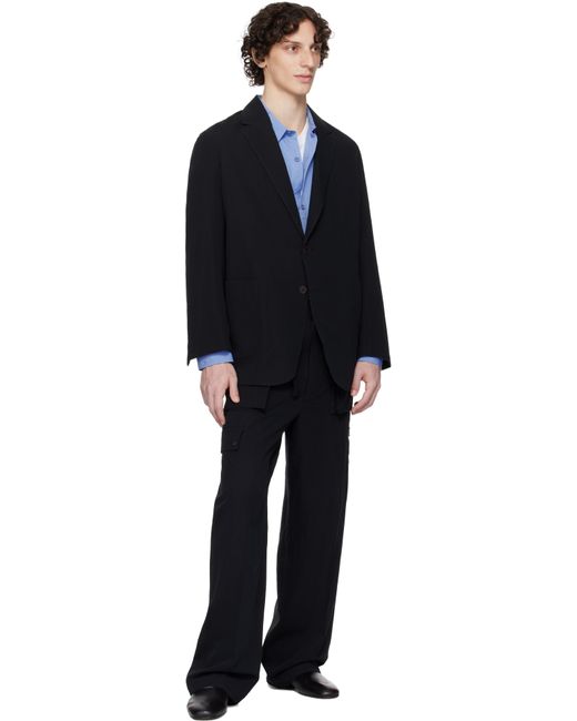 AURALEE Light Cotton Wool Viyella Cargo Pants in Black for