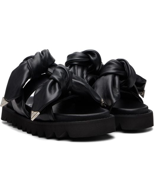 Toga Black Leather Flat Sandals