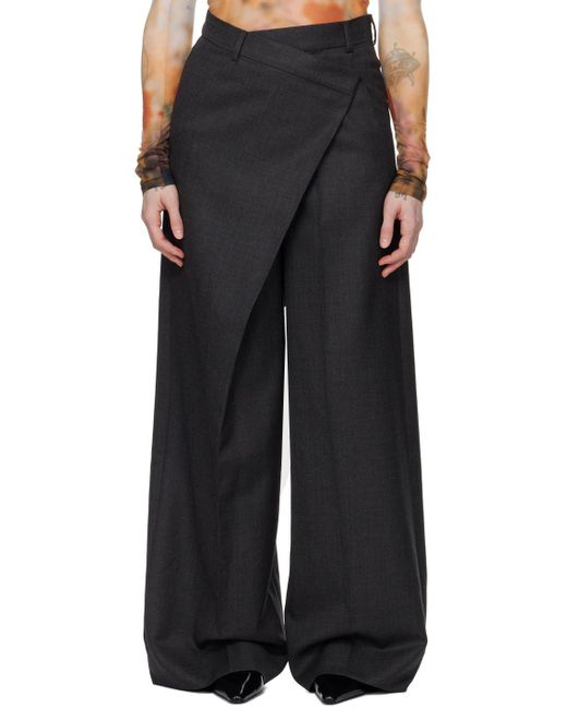 Pantalon gris à assemblage portefeuille Acne en coloris Black