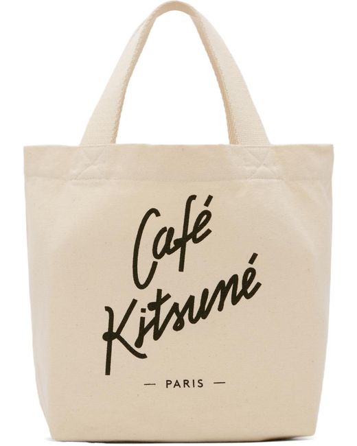 Maison Kitsuné Canvas Off- 'café Kitsuné' Mini Tote in Natural for Men ...