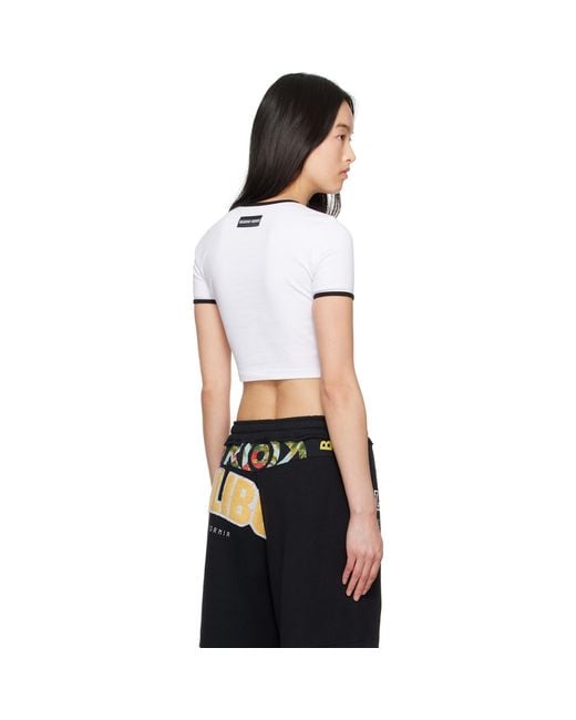 MARINE SERRE Black Moon Logo Jersey Cropped T-Shirt