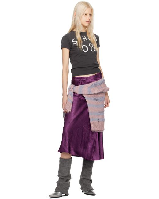 Acne Purple Wrap Midi Skirt