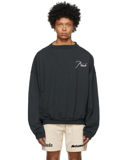 Rhude Black Panel Crewneck Sweater for men