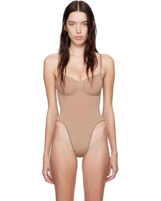 Skims Natural Tan Seamless Sculpt Thong Bodysuit