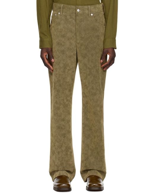 メンズ Séfr カーキ Otis フェイクレザー パンツ Green