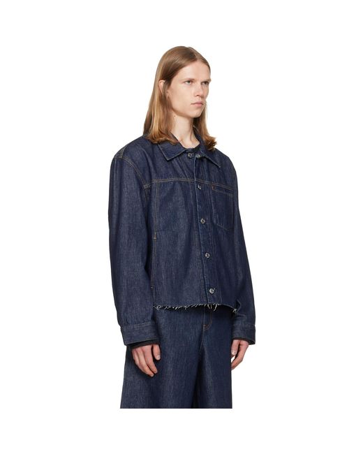 Helmut Lang Blue Cropped Denim Trucker Jacket for men