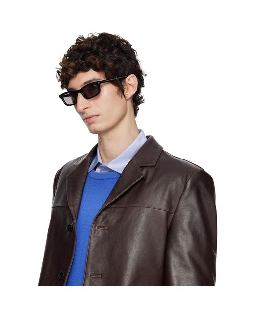 Prada Brown Iconic Metal Plaque Sunglasses for men