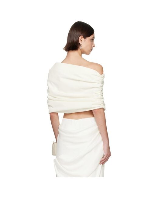 Colleen Allen White Ssense Exclusive Bridal Capsule Velvet Shawl Top