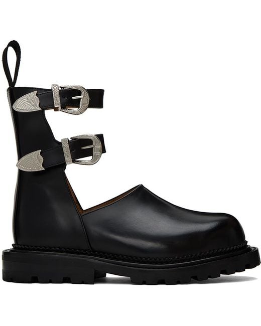Toga Black Buckle Ankle Boots