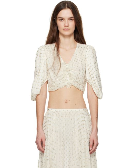 Chloé ホワイト Fluid クロップド ブラウス Multicolor
