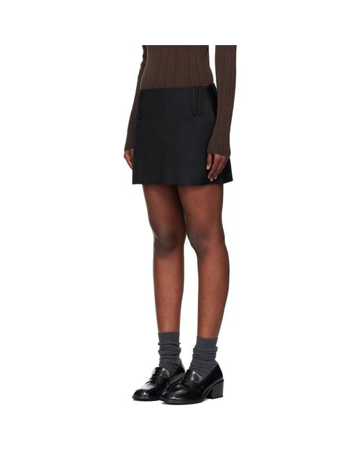 TONYWACK Black Distressed Wool Skort