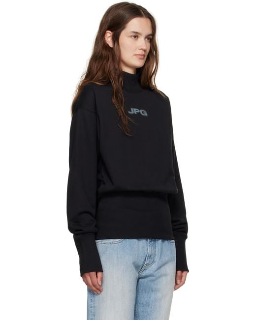 Jean Paul Gaultier Black Cropped Crew Neck 'Jpg' Sweatshirt