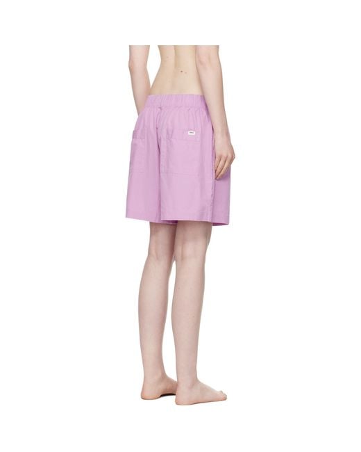Tekla Pink Poplin Pyjama Shorts