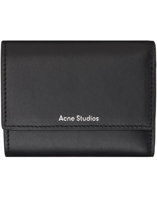 Acne Black Trifold Leather Wallet for men