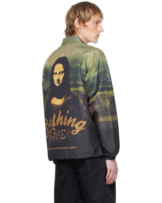A Bathing Ape Black Khaki Mona Lisa Jacket for men