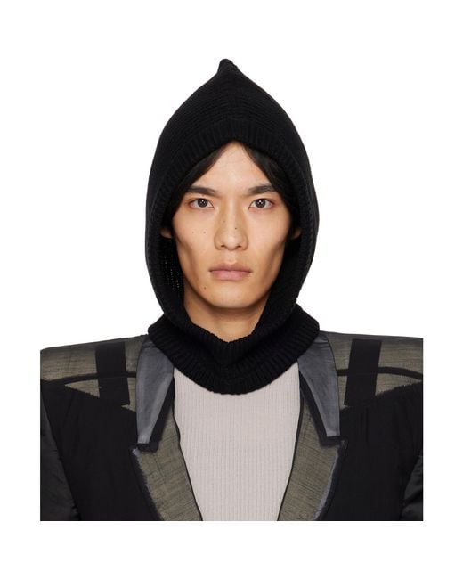 Rick Owens Black Concordians Cashmere Hood for men