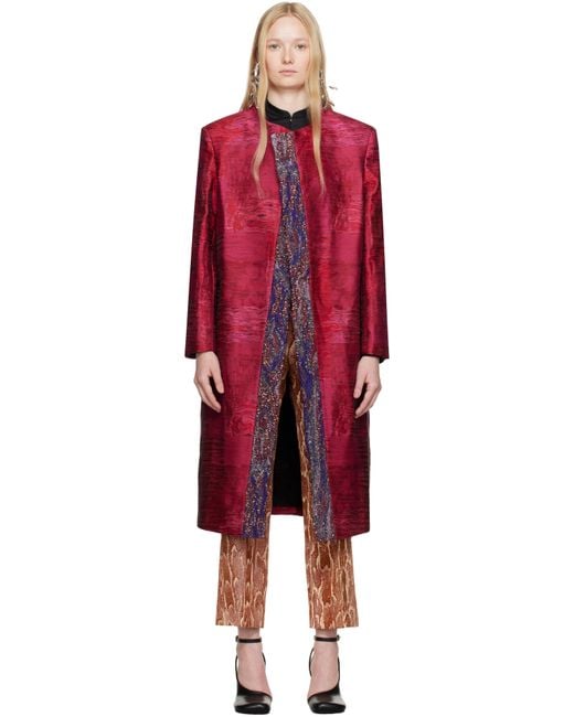 Dries Van Noten ピンク ジャカード コート Red
