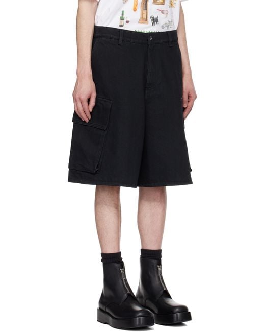 メンズ J.W. Anderson ブラック デニム カーゴショートパンツ Black